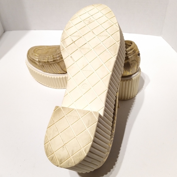 *SOLD* Chanel Metallic Gold Platform Shoes  - 9 - Picture 9 of 11